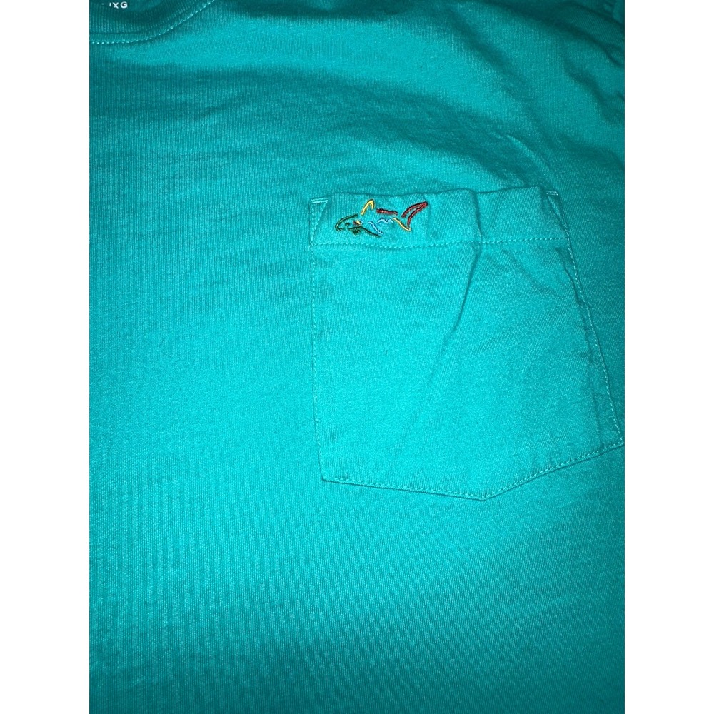 Greg Norman Mens‎ XL/XG Teal Green Shark Logo Pocket Short Sleeve T-Shirt